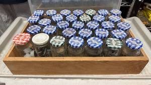 lot 20 image: Collection of Glass Jars with Assorted Hardware and Small Parts