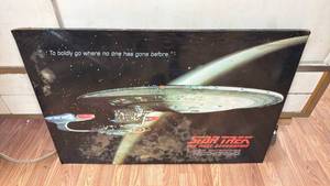 lot 23 image: Star Trek The Next Generation NCC-1701-D Enterprise MDF Light Up Print Wall Art