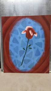 lot 25 image: Red Rose Flower Painting on Canvas