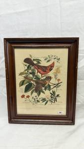 lot 36 image: Arthur Singer Cardinal Bird Botanical Framed Print