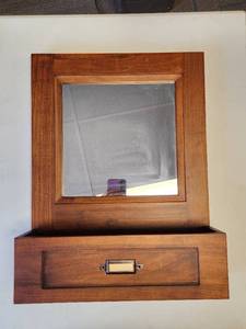 lot 87 image: Wooden Wall Mirror with Storage Compartment