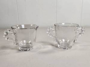 lot 95 image: Clear Glass Punch Cups with Bubble Handles - Set of 2
