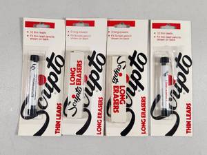 lot 134 image: Scripto Mechanical Pencil Thin Leads and Long Erasers Refill Pack Set of 4