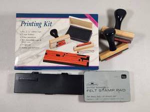 lot 153 image: Pro Stamp Printing Kit with Rubber Type Set and Stamp Pads