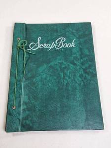 lot 201 image: Green Leatherette Scrap Book Made in USA with Cord Binding