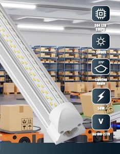 lot 259 image: Bundle of 8 ELEKICO Super Bright 50w 7200lm 5000k V Shape 8ft Led Shop Lights for Workshop