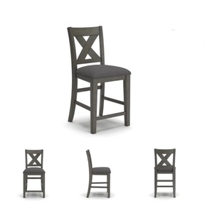 lot 137 image: Signature Design by Ashley Caitbrook Upholstered Bar Chair, Gray, Counter Height Chairs with X-Back and Wood Frame