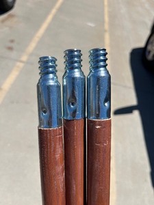 lot 38 image: Bundle of 3 Wooden Mop Broom Handle - Metal Threaded Tip 5