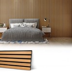 1 Acoustic Wood Slat Wall Panel for Interior Decor, 3D Fluted Sound Absorbing Wood Paneling for Accent Wall Ceiling Kitchen Living Room Bedroom Office, 94.5 x 7.9 inch Warm Teak