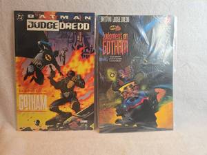 lot 1005 image: Batman Judge Dredd DC Comics 2-Book Set Vendetta in Gotham &amp Judgment on Gotham - 2 ct