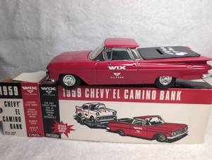 lot 2603 image: ERTL 1994 WIX Filters 1959 Chevy El Camino Die-Cast Locking Coin Bank