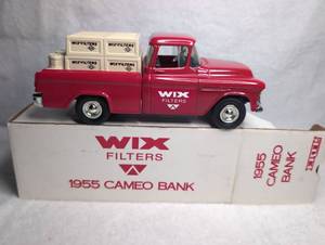 lot 2604 image: ERTL Wix Filters 1955 Chevy Cameo Pickup Truck Coin Bank