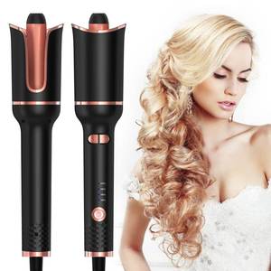 lot 20859 image: Automatic Curling Iron, Hair Curling Iron Automatic Hair Curler, Ceramic Portable Rotating Curling Iron with 1Large Barrel& 4 Temps & 3 Timer, Auto Shut-Off, Fast Heating Dual Voltage for Traval