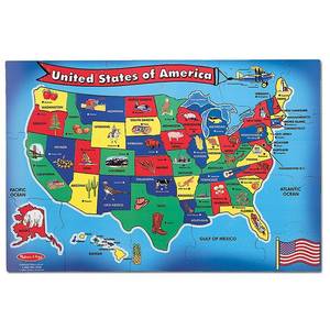 lot 20888 image: Melissa & Doug USA Map Floor Puzzle (51 pcs  2 x 3 feet)