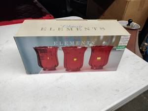 lot 35914 image: Classic Elements Set of 3 Optic Hurricane Candle Holders