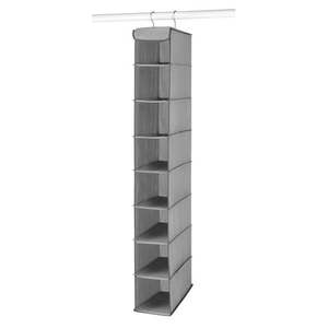 lot 35980 image: Whitmor Hanging Polypro Non-Woven Shoe Shelves Closet Organizer - 8 Section - Gray