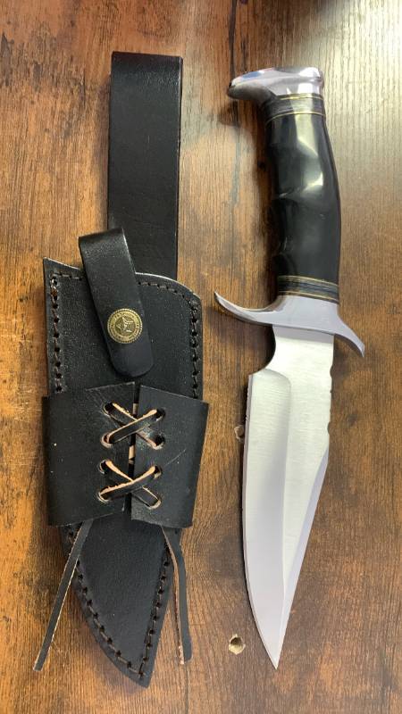 lot 21 image: Heritage Hunter B301X Fixed Blade Knife with Sheath �� 6.1 Clip Point D2 Steel Blade with Bull-horn Handle, 11 inches Total Length - Field Hunting Knife for Men, Ideal for Camping, Survival, Tactical, Outdoor and Gift