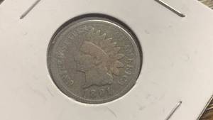 lot 12 image: 1891 Indian Head Cent One Penny Coin RC50