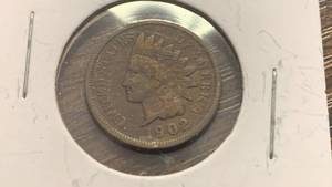 lot 13 image: 1902 Indian Head Cent One Penny Coin RC50