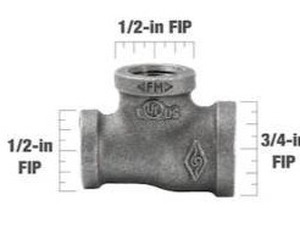 lot 15848 image: Black Malleable Iron Reducing Tee 34-in x 12-in x 12-in, Unverified Quantity