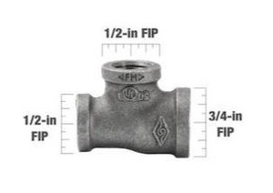lot 15866 image: Black Malleable Iron Reducing Tee 34-in x 12-in x 12-in, Unverified Quantity
