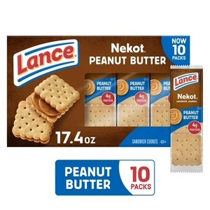 lot 3959 image: Lot of 2, Lance Sandwich Cookies, Nekot Peanut Butter, 10 Individually Wrapped Packs, 6 Sandwiches Each BB FEB 2026