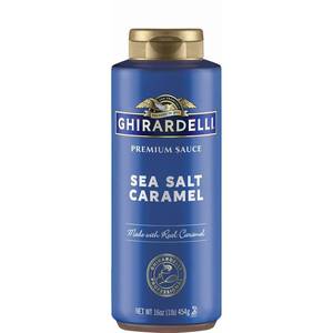 lot 3966 image: Ghirardelli Chocolate Company Sea Salt Caramel Sauce Squeeze Bottle, 16 oz (Pack of 1) BB JAN 2026