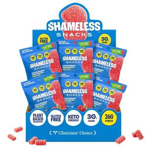 lot 3976 image: Shameless Snacks Red Raspberry Sour Scouts - Sour Candy & Fruit Snacks, Raspberry Gummy Candy, Keto Snacks in Bulk, 3g Sugar Gluten Free Vegan for Adults BB MAY 2027