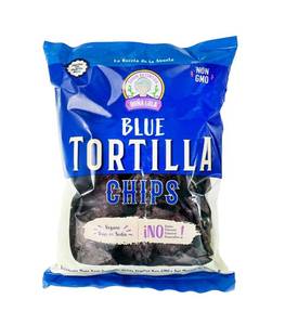 lot 4018 image: TORTILLA CHIPS DO A LOLA Organic Blue Corn, Gluten-Free, Plant-based, Low Sodium, No Preservatives, No Coloring, 2-pack, 8oz each  NEW Crushing-Free Box. BB MAY 2026