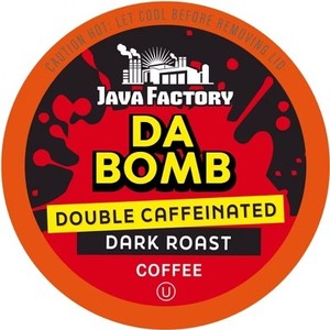 lot 4033 image: Java Factory Flavored Coffee Pods,Da Bomb Extra Bold Double CAFF,Keurig2.0,80 CT.  No printed expiration or best-by date.