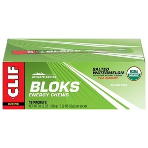 lot 4102 image: Clif Bloks - Salted Watermelon Flavor with 2X Sodium - Energy Chews - 2.12 oz. (15 Count) BB APR 2027