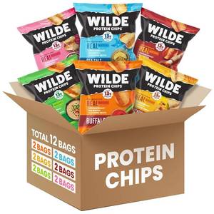 lot 4121 image: WILDE Protein Chips Variety Pack, High Protein Snacks for Adults, Keto Chips, Gluten Free, Low Carb Snack Box Made with Real Ingredients 1.34oz Bags, Pack of 12 BB APR 2026