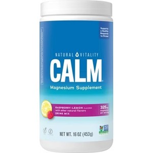 lot 4130 image: Natural Vitality Calm, Magnesium Citrate Supplement Powder, Anti-Stress Drink Mix, Raspberry Lemon, 16 Ounces. BB DEC 2026