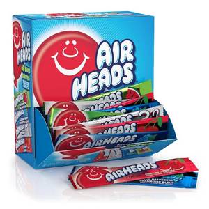 lot 4204 image: Airheads Full-Size Candy Bars, Taffy Candy Bulk Variety Pack, Individually Wrapped, Six Assorted Fruit Flavors Artificially Flavored, 60 Count Box. BB FEB 2027