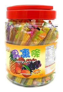 lot 4268 image: Jin Jin Fruit Jelly Filled Strip Straws Candy - Many Flavors (35.26 oz). BB JUN 2026