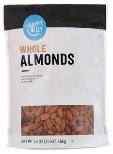 lot 4272 image: Amazon Brand - Happy Belly Whole Raw Almonds, 48 ounce (Pack of 1) BB AUG 2026