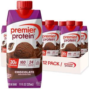 lot 4274 image: Premier Protein Shake, Chocolate, 30g Protein, No Added Sugar, 24 Vitamins & Minerals to Support Immune Health, 11 fl oz, 12 Pack. BB FEB 2027