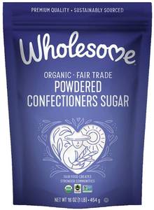 lot 4298 image: Wholesome Sweeteners 16-Ounce Organic Powdered Confectioners Sugar, Fair Trade, Non GMO, Gluten Free & Vegan, 6 Pack. BB DEC 2025