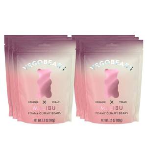 lot 4318 image: Candy People VegoBears Malibu Vegan Gummy Bears Foamy Organic Gummy Bears, Non-GMO Cherry & Raspberry Gummies 3.5 Ounce (8 Pack) BB MAY 2027