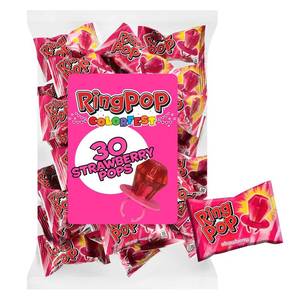 lot 4326 image: Ring Pop Individually Wrapped Pink Candy, Strawberry 30 Count Lollipop Bulk Pack   Lollipop Suckers for Kids, Fun Candy Bulk for Gender Reveal, Bachelorette Party Favors, Kids Party Favors. BB APR 2026