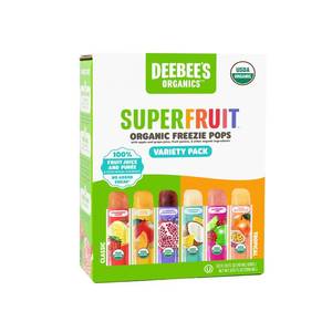 lot 4335 image: DeeBees Organics SuperFruit Freezie Pops Variety Pack, No Added Sugars, No Artificial Flavors or Colors (Pack of 20). BB MAY 2026