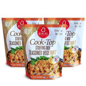lot 4350 image: Aleia s Gluten Free Cook Top Stuffing Mix, Seasoned Vegetable, 5.5oz (3 Pack), Ready in 5 Minutes, Savory Gluten Free Side Dish. BB APR 2026