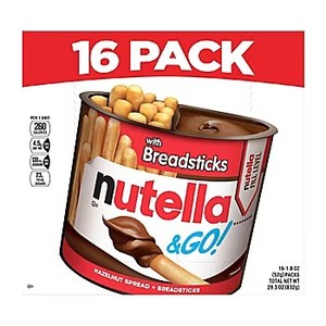 lot 4373 image: Nutella & Go Hazelnut Spread with Breadsticks, On-the-Go Snack Cups, 16 ct.1.8 oz. BB MAY 2025