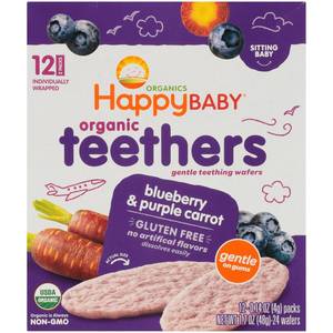 lot 4377 image: HappyBaby Organic Teethers, 12 CT, Blueberry & Purple Carrot. Pack of 6. BB APR 2025