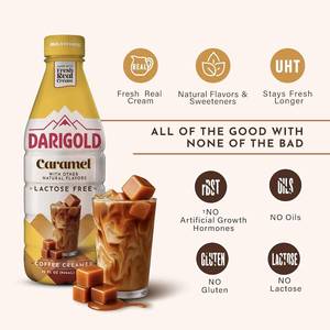 lot 4405 image: Darigold Lactose Free Caramel Coffee Creamer - UHT Pasteurized, Gluten Free, Kosher, rbST Free Coffee Creamer Liquid - Made with No Oils & Fresh, Real Cream - Caramel, 32oz (1 Pack) BB JUN 2026