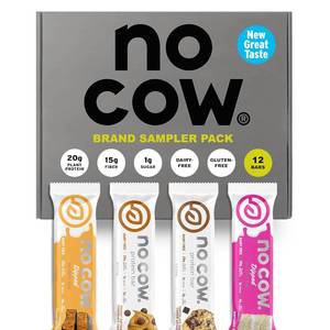 lot 4437 image: No Cow Vegan Protein Bars, Upgraded Brand Sampler Pack  20g Plant Based Protein, Gluten Free, Dairy Free, Soy Free, Keto Friendly, Low Sugar, High Fiber Snack Bars  Pack of 12. BB FEB 2026