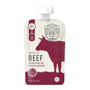 lot 4490 image: Serenity Kids 6 Months Organic Baby Food Pouches - Nutrient-Packed 5g Protein Toddler Food & Snacks - Grass-Fed Beef & Organic Sweet Potato Baby Puree - 3.5 Oz, Pack of 6. BB OCT 2024