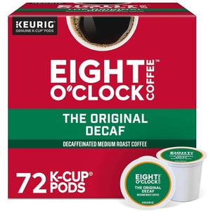 lot 4566 image: Eight OClock Coffee The Original Decaf, Single-Serve Coffee K-Cup Pods, Medium Roast, 12 Count (Pack of 6) BB FEB 2025