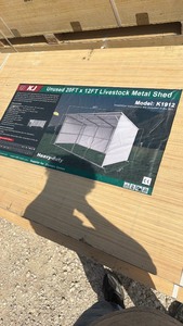 lot 104 image: 20FT x 12FT unused Heavy-Duty Livestock Metal Shed Model K1912