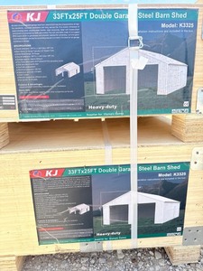lot 105 image: 33FT x 25FT unused Double Garage Steel Barn Shed Model K3325